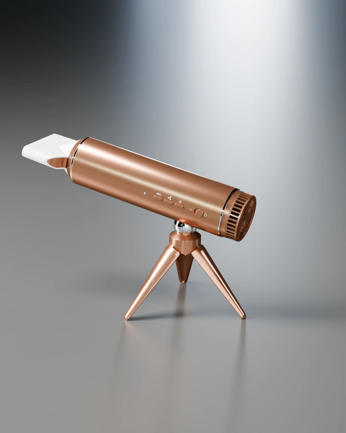 LeLunar HandsFreeDryer on its tripod, Amber Gold studio shot