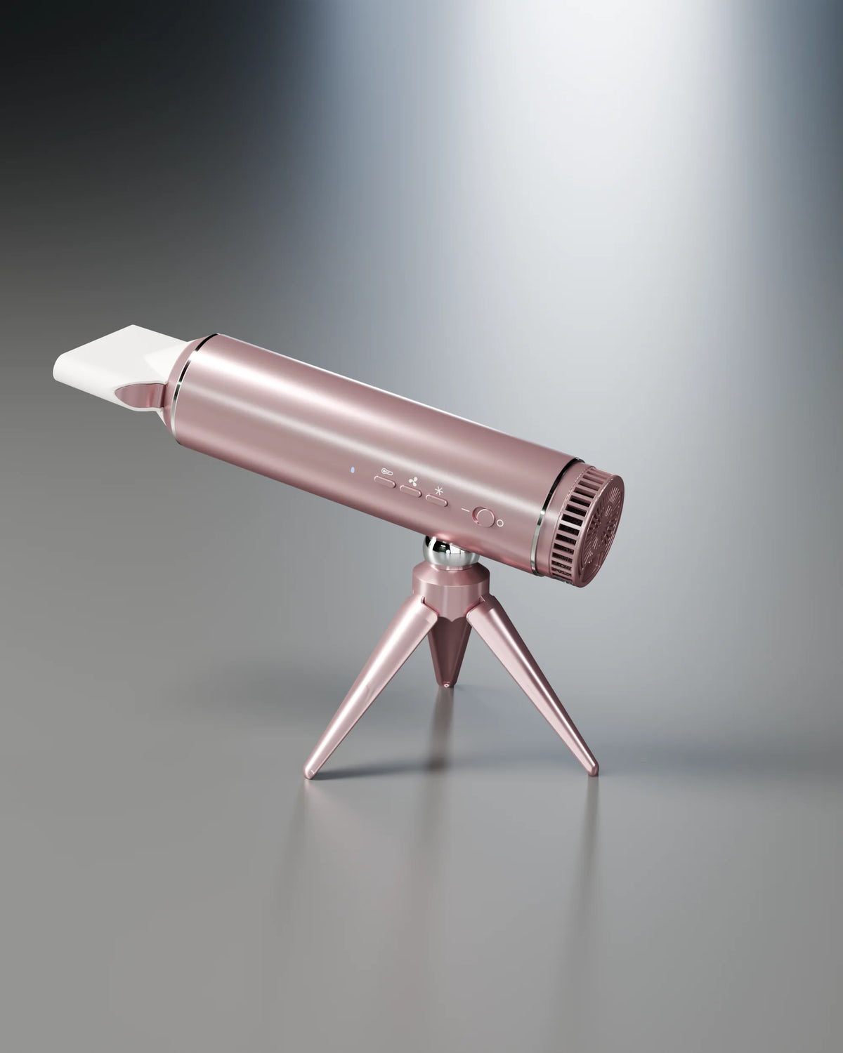 LUNAR hands-free hair dryer on tripod stand, Sunset Rose studio shot — LeLunar