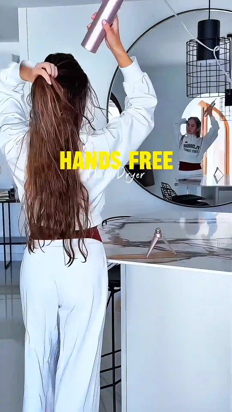 The reveal — hands-free hair dryer video